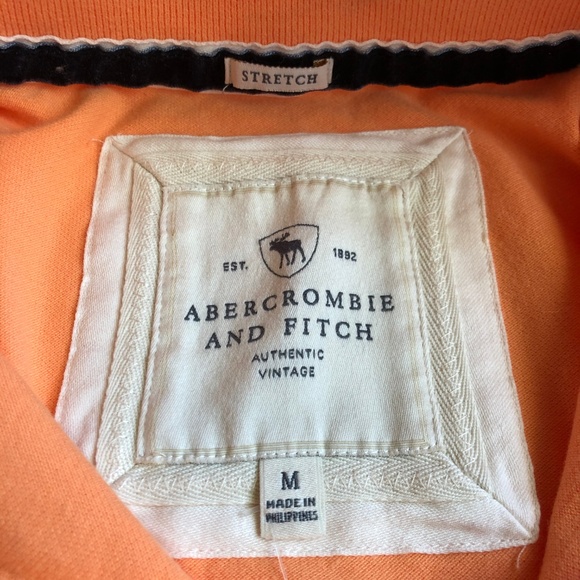 Abercrombie and Fitch Stretch Polo Orange size M - Picture 2 of 3